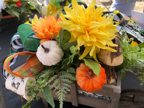 Fall wheelbarrow centrepiece