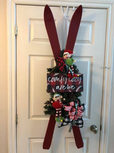 Custom Designer Handmade Festive Christmas holiday skis