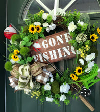 Load image into Gallery viewer, Custom Designer Handmade Gone Fishing Wreath