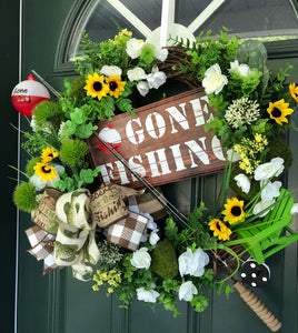 Custom Designer Handmade Gone Fishing Wreath