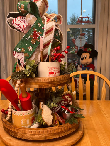 Gingerbread 2 Tiered Decorative Tray