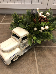 Classic Red / Blue/ Cream Christmas Truck Christmas / Winter centrepiece