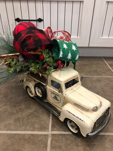 Custom Designer Handmade Classic White / Cream Truck Christmas centerpiece / Table Arrangement / Table Decor