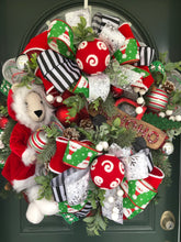 Load image into Gallery viewer, XL Christmas Teddy Bear and Truck Wreath