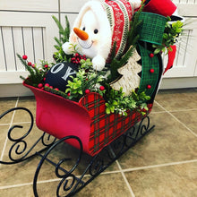 Load image into Gallery viewer, Snowman Sleigh Centerpiece