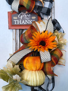 Custom Designer Handmade Give Thanks Fall Pumpkin Door Decor