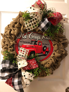 Custom Designer Handmade Old Guys Rule Wreath