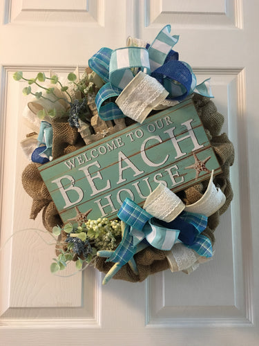 Custom Designer Handmade Welcome to our Beach House Wreath