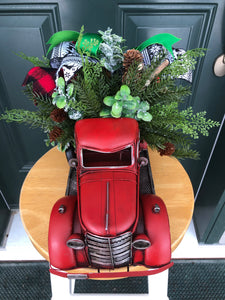 Classic Red Christmas Truck Christmas / Winter Centrepiece