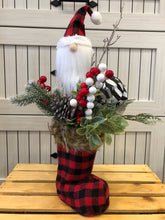 Load image into Gallery viewer, Custom designer handmade Buffalo Plaid Santa Centerpieces / Table Arrangements /  Table Decor