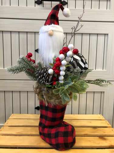 Custom designer handmade Buffalo Plaid Santa Centerpieces / Table Arrangements /  Table Decor