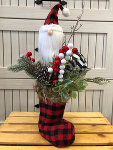 Custom designer handmade Buffalo Plaid Santa Centerpieces / Table Arrangements /  Table Decor