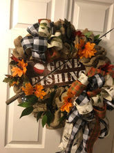 Load image into Gallery viewer, Custom Designer Handmade Gone Fishing Wreath