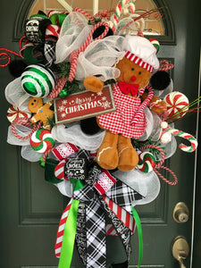 Custom Designer Handmade Gingerbread themed Christmas wreath