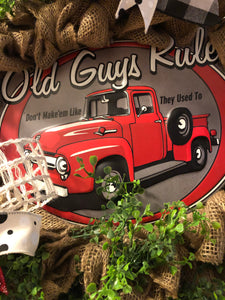 Custom Designer Handmade Old Guys Rule Wreath