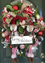 Load image into Gallery viewer, XL Christmas Reindeer Wreath