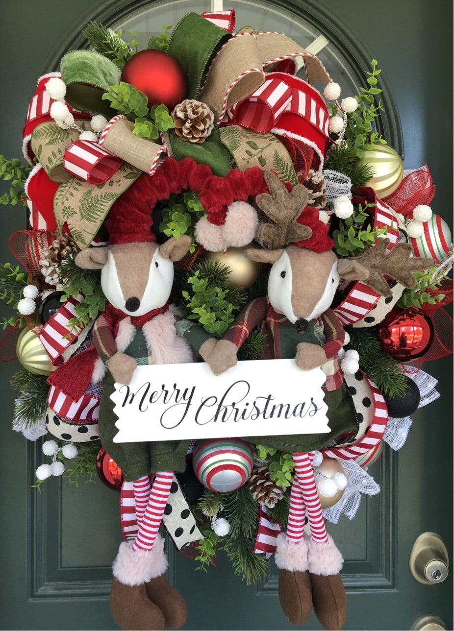 XL Christmas Reindeer Wreath