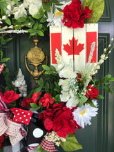 Cargar imagen en el visor de la galería, Custom designer handmade Canada Day Wreath 