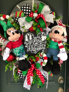 XL Mickey and Minnie Merry Christmas Wreath