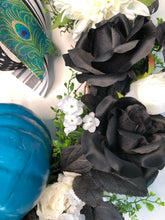 Carregar imagem no visualizador da galeria, Custom designer handmade Blue, teal and black fall wreath