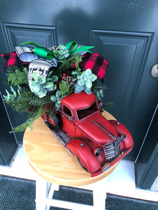 Classic Red Christmas Truck Christmas / Winter Centrepiece