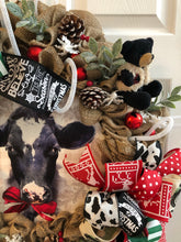 Cargar imagen en el visor de la galería, Custom designer handmade Christmas Country Cow Wreath