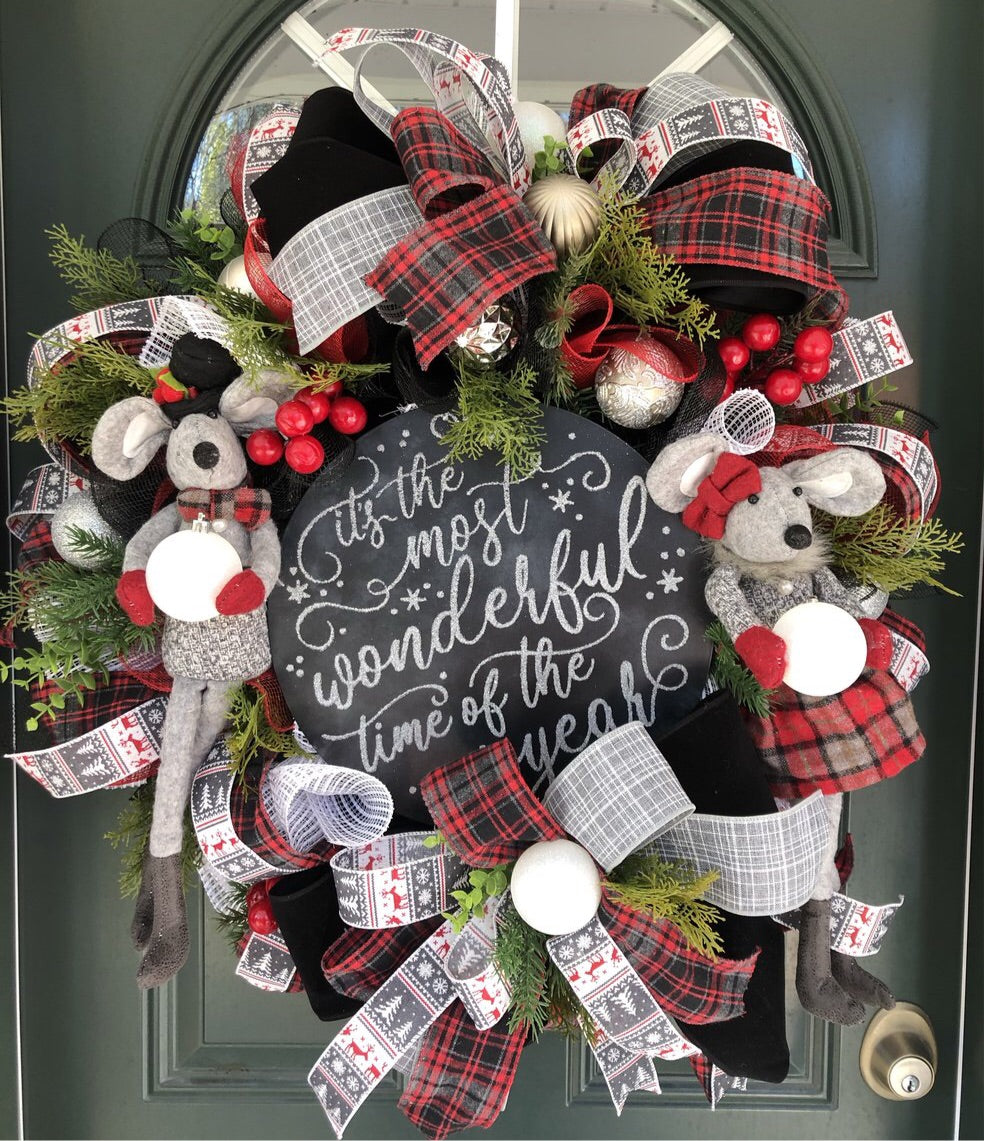 XL Christmas Mouse Wreath 🎄🐭❤️