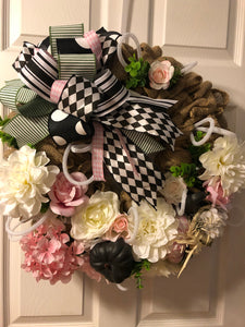 Custom Designer Handmade Pink fall wreath