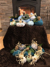 将图片加载到图库查看器，Custom designer handmade Blue and teal plush/foam fabric pumpkins