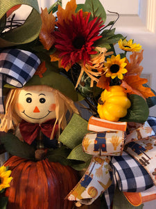 Custom designer handmade boy and girl scarecrow wreaths