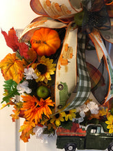 Load image into Gallery viewer, Custom Designer Handmade Fall green classic truck wreath