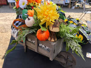 Fall wheelbarrow centrepiece