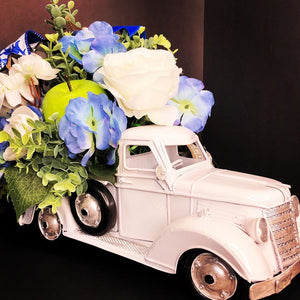 Custom Designer Handmade White classic truck Centerpiece